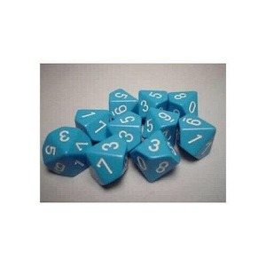 Game: CHX 26216 Opaque Light Blue/White Set of Ten d10s