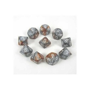 Game: CHX 26224 Gemini Polyhedral Copper-Steel/White Set of Ten d10s