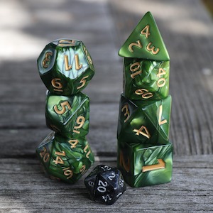 Large Polyhedral Dice Set | GIANT Pearl - Green | Set of 7 (D1010)