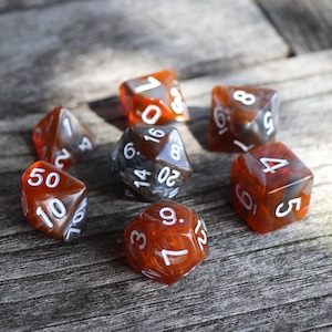 Polyhedral Dice Set | Acrylic | Carnelian Ore | Set of 7 (D0135)