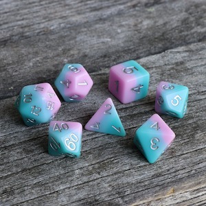 Polyhedral Dice Set | Acrylic | Pastel Candy Strawberry Bubblegum | Set of 7 (D0014)