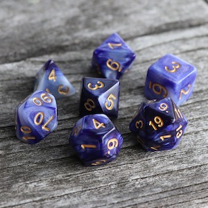 Polyhedral Dice Set | Acrylic | Blend Purple White | Set of 7 (DS0048)