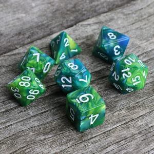 Polyhedral Dice Set | Acrylic | "Fae Sea" | Set of 7 (D0054)