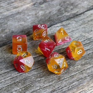 Polyhedral Dice Set | Acrylic | "Juicy Fruit" Passionfruit | Set of 7 (D0148)