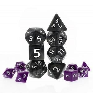 Large Polyhedral Dice Set | GIANT Pearl - Black | Set of 7 (D1009)