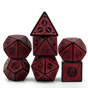 Game: RPG Dice | "Red Alchemy" | Set of 7