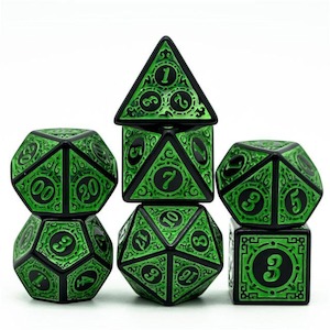 RPG Dice | "Green Alchemy" | Set of 7