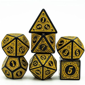 RPG Dice | "Yellow Alchemy" | Set of 7