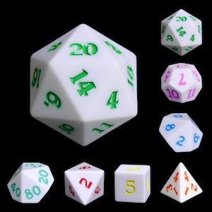 Polyhedral Dice Set | Acrylic | "Spectrum" (Sharp Edged) | Set of 7 (D0017)