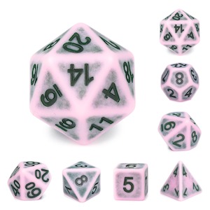 Polyhedral Dice Set | Acrylic | "Synthwave Pavement" | Set of 7 (D0139)