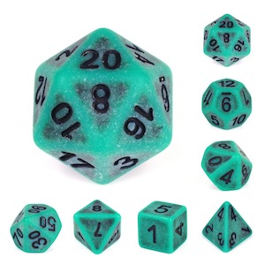 Polyhedral Dice Set | Acrylic | "Ancient Green" | Set of 7 (D0080)