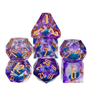 Game: RPG Dice Set | Acrylic | Liquid Dice | Blue and Purple