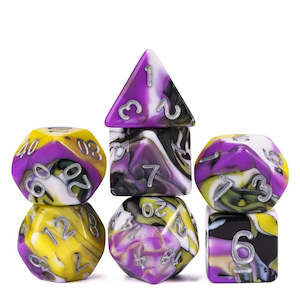 Polyhedral Dice Set | Acrylic | PRIDE - Non-binary | Set of 7 (D0168)