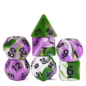 Polyhedral Dice Set | Acrylic | PRIDE - Genderqueer | Set of 7 (D0163)