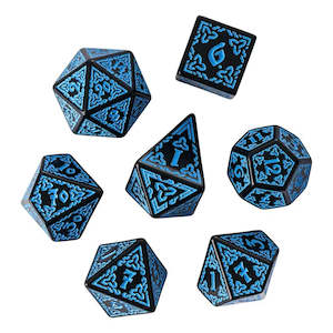 Polyhedral Dice Set | Acrylic | "Celtic Knot" Blue | Set of 7 (D0204)