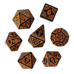 Polyhedral Dice Set | Acrylic | "Celtic Knot" Orange | Set of 7 (D0201)