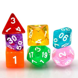 Polyhedral Dice Set | Acrylic | "Skittles" | Set of 7 (D0187)