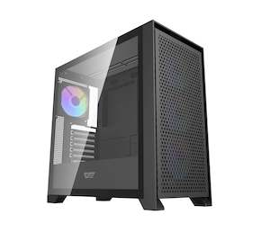 DarkFlash DRX90 Tempered Glass Mesh USB-C ATX Case 4X ARGB Fans - Black