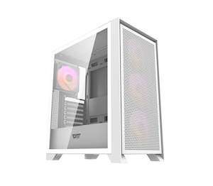 DarkFlash DRX70 Tempered Glass Mesh USB-C ATX Case 4X ARGB Fans - White