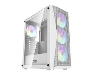 DarkFlash DK352 Tempered Glass ATX PC Case 4X ARGB Fans - White