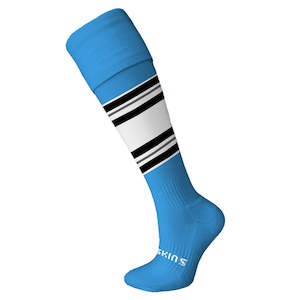 Hockey Socks Sky with Black/Grey/White Stripes