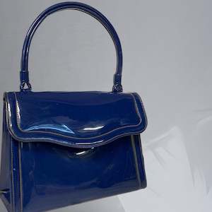 Accessories: Blue Vinyl Handbag