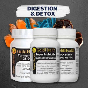 Health supplement: Digestion and Detox Health Pack - Probiotic + Prebiotic + Gut Protection