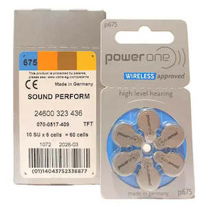 Power One Hearing Aid Batteries size 675