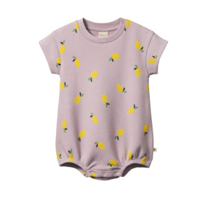 Juno Waffle Romper | Lilac Lemon Print