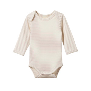 Cotton Long Sleeve Bodysuit | Lilac Pinstripe