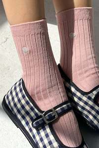 Gift: Embroidered Her Socks | Pink Seashell