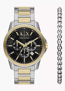 Armani Exchange Banks Two-tone Box Set Steel Bracelet Ax7148set