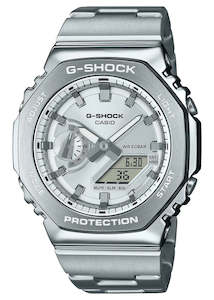 Casio G-shock Metal Covered Silver Dial Stainless Steel Gm2110d-7a