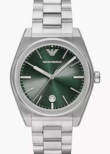 EMPORIO ARMANI FEDERICO GREEN DIAL STAINLESS STEEL BRACELET AR11621