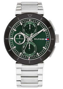 TOMMY HILFIGER LORENZO GREEN DIAL STAINLESS STEEL BRACELET 1792117