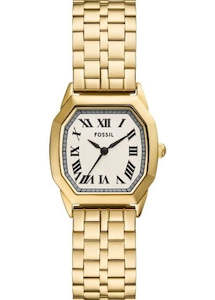 FOSSIL HARLOW LADIES OCTAGONAL CASE CREAM DIAL GOLD BRACELET ES5361