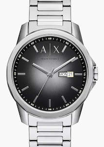 Jewellery: ARMANI EXCHANGE BANKS GREY DIAL STAINLESS STEEL BRACELET AX1764