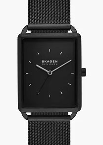 Skagen Hagen Rectangular Shape Black Dial Black Mesh Skw6928