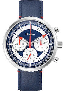 Jewellery: BULOVA GENTS ARCHIVE SERIES CHRONOGRAPH BLUE LEATHER 96A283