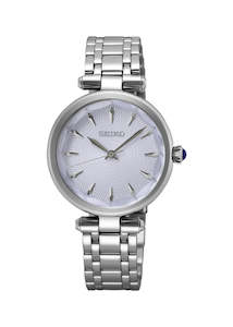 Jewellery: SEIKO CONCEPTUAL LADIES FACETED GLASS SILVER DIAL STAINLESS SRZ553P