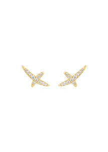 ANIA HAIE HEART HUNTER GOLD KISS PAVE STUD EARRINGS E057-02G