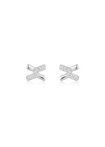 ANIA HAIE DUSK DIVAS SILVER CROSS CZ STUD EARRINGS E061-01H