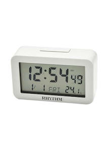 Rhythm Digital Beep Alarm Clock White Plastic Case Lct083nr03