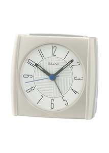 SEIKO ALARM CLOCK PEARL WHITE CASE WHITE DIAL QHE205-W