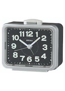 SEIKO ALARM CLOCK BELL ALARM SILVER BLACK QHK062-S