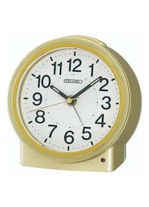 SEIKO ALARM CLOCK SOFT GOLD CONSTANT LIGHT BEEP ALARM QHE199-G