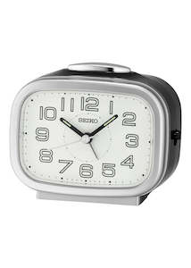 SEIKO ALARM CLOCK BLACK/SILVER BELL ALARM QHK060-S