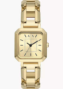 Jewellery: ARMANI EXCHANGE LEILA GOLD DIAL YELLOW GOLD LINK BRACELET AX5721