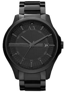 Jewellery: ARMANI EXCHANGE HAMPTON BLACK DIAL BLACK STAINLESS BRACELET AX2104