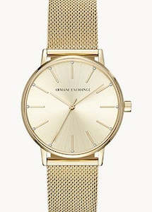 Armani Exchnage Lola Gold Dial Gold Mesh Bracelet Ax5536